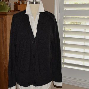 Brochu Walker Cashmere/Wool Looker Cardigan, Charcoal, Medium